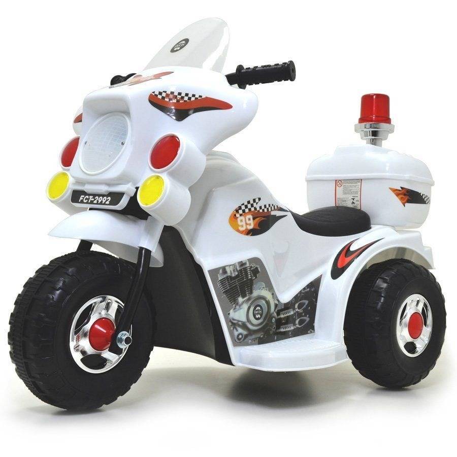 Moto eletrica triciclo infantil policial com iluminacao