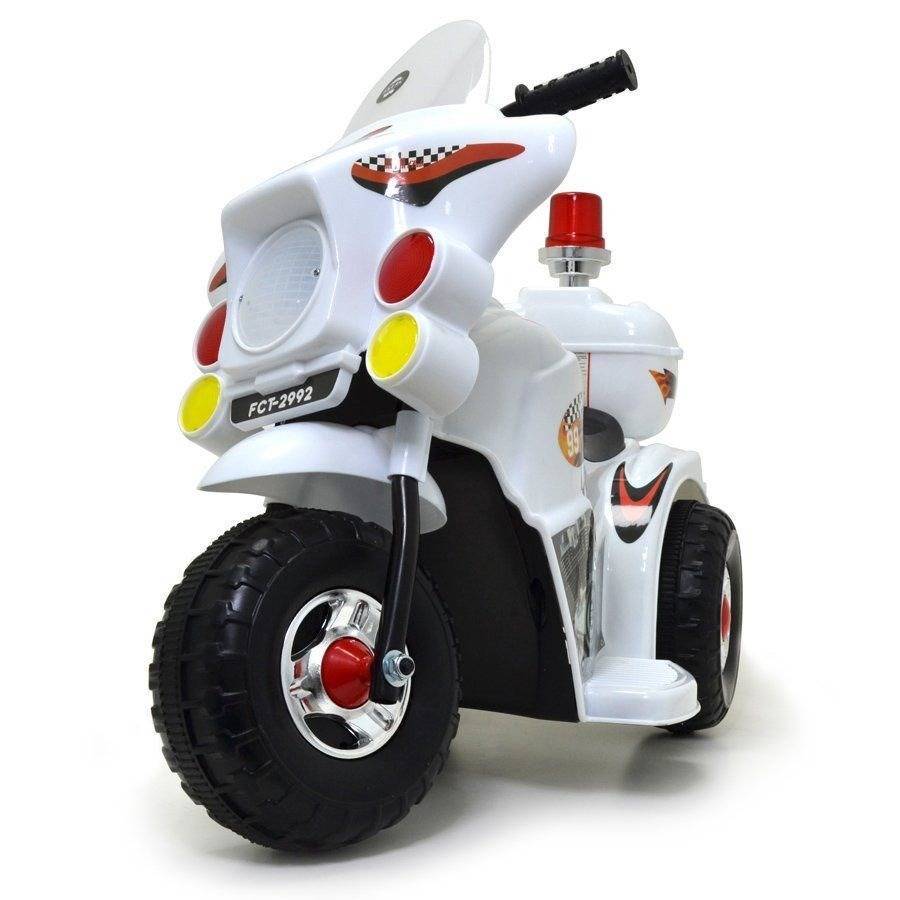 Moto eletrica triciclo infantil policial com iluminacao