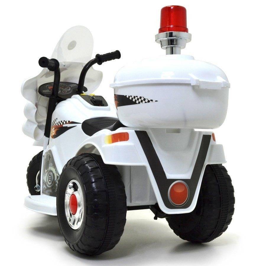 Mini Moto Elétrica Infantil Branca Triciclo Para Crianças Policia