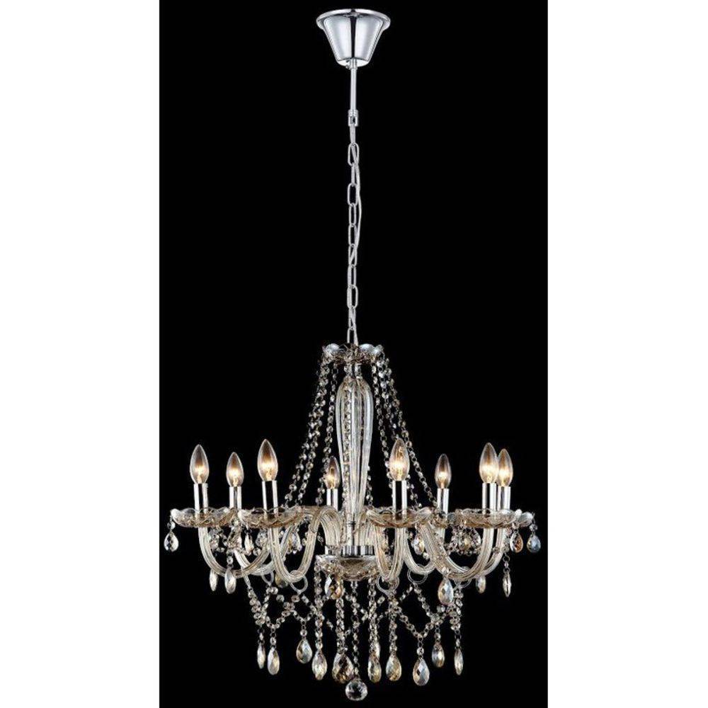Lustre Candelabro De Cristal K9 8 Braços Ambar Biancoluce