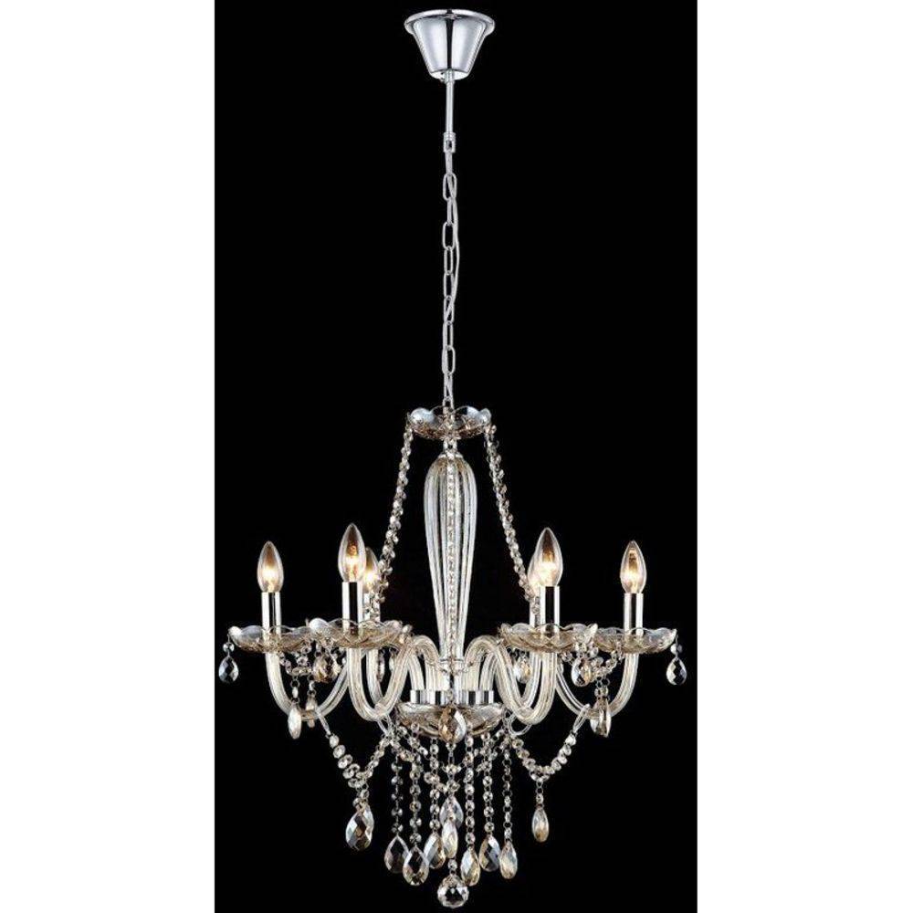 Lustre Candelabro De Cristal K9 6 Braços Ambar Biancoluce