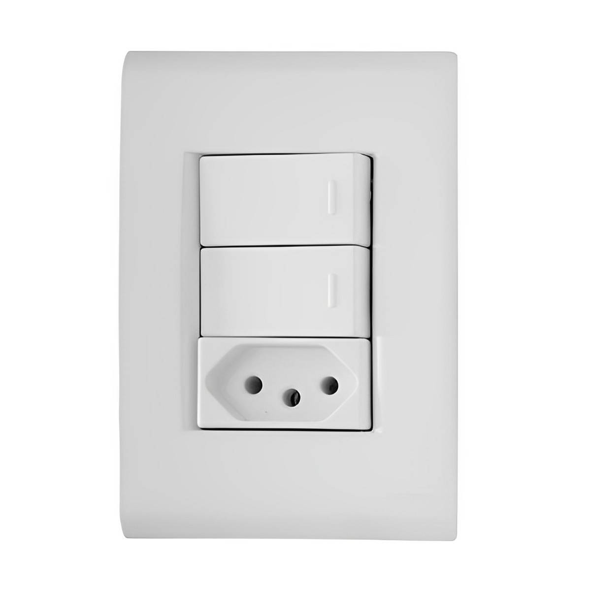 Conjunto Montado Liz 4x2 2 Interruptores Simples + 1 Tomada NBR 14136 10A 250V Tramontina
