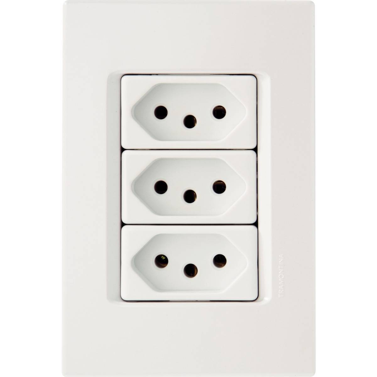Conjunto Montado Liz 4x2 3 Tomadas NBR 14136 20A 250V Tramontina