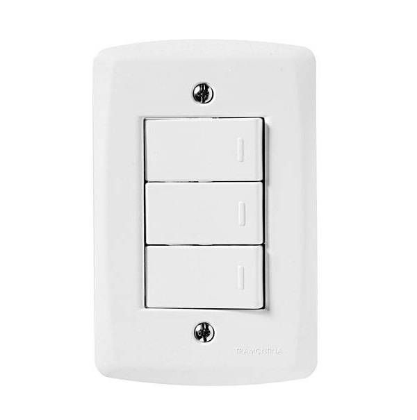 Conjunto Montado Lux² 4x2 3 Interruptores simples 10A 250V Tramontina