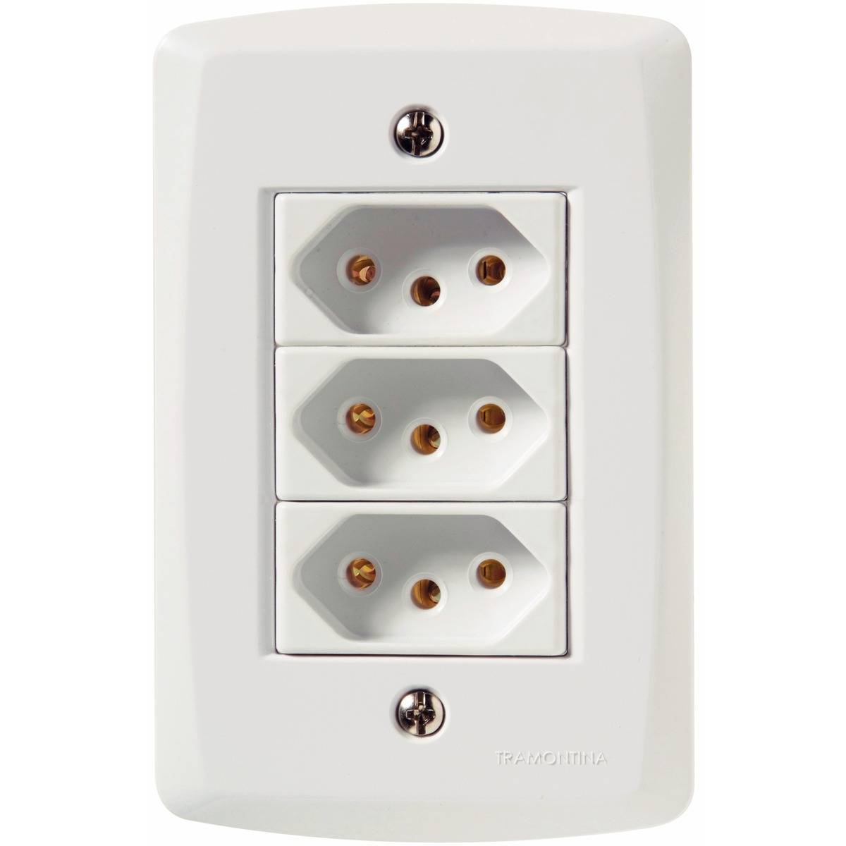 Conjunto Montado Lux² 4x2 3 Tomadas 2P+T NBR 14136 10A 250V Tramontina