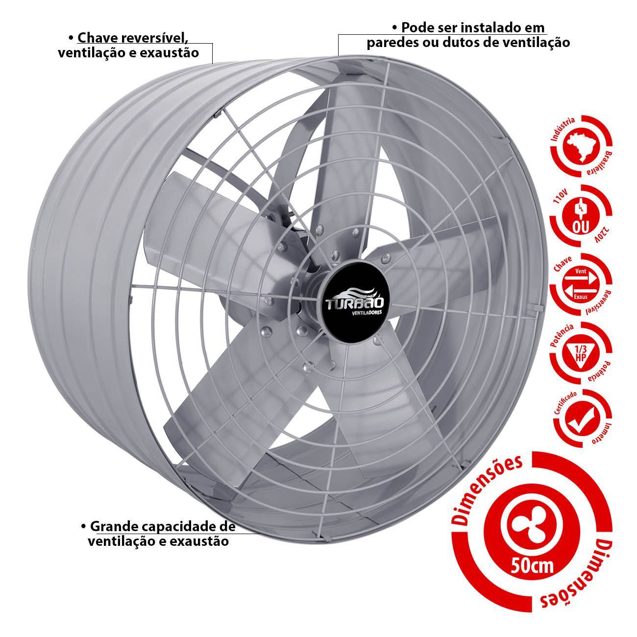 Exaustor Industrial/Comercial 50cm Turbão Alta Vazão