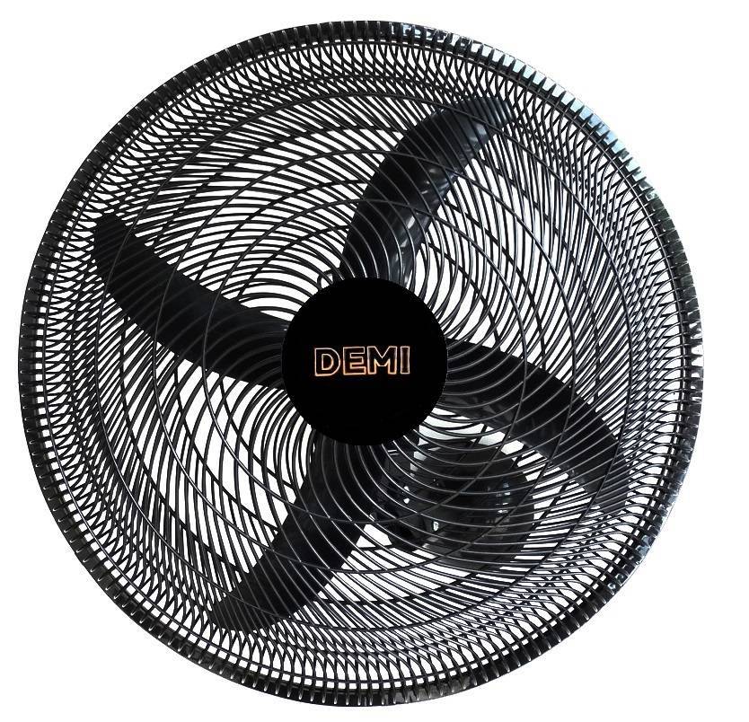 Ventilador de Parede Demi Oscilante Preto 3 Velocidades 50cm 4 Pás