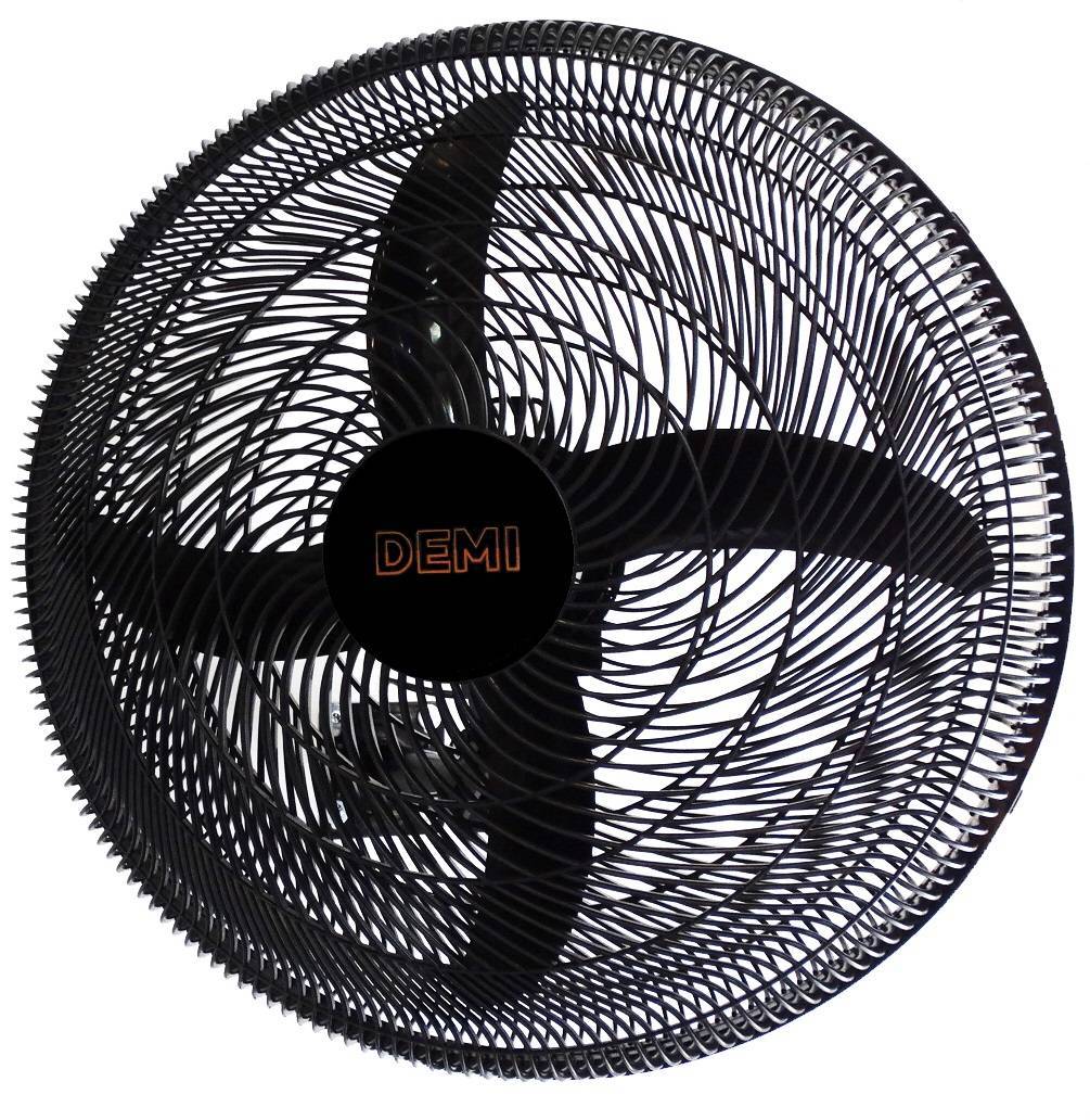 Ventilador de Parede Demi Oscilante Preto 3 Velocidades 50cm 4 Pás