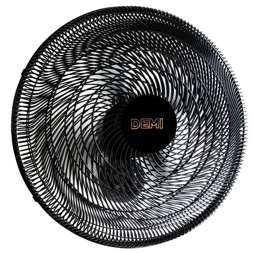 Ventilador de Parede Demi Oscilante Preto 3 Velocidades 50cm 4 Pás