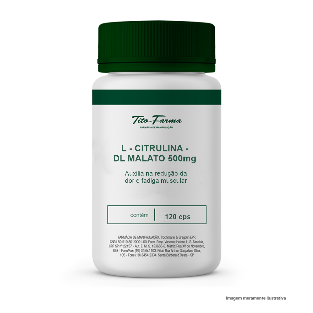 L-Citrulina-DL Malato- Auxilia na Redução da Dor e Fadiga Muscular (500mg 120 cps) - Tito Farma 