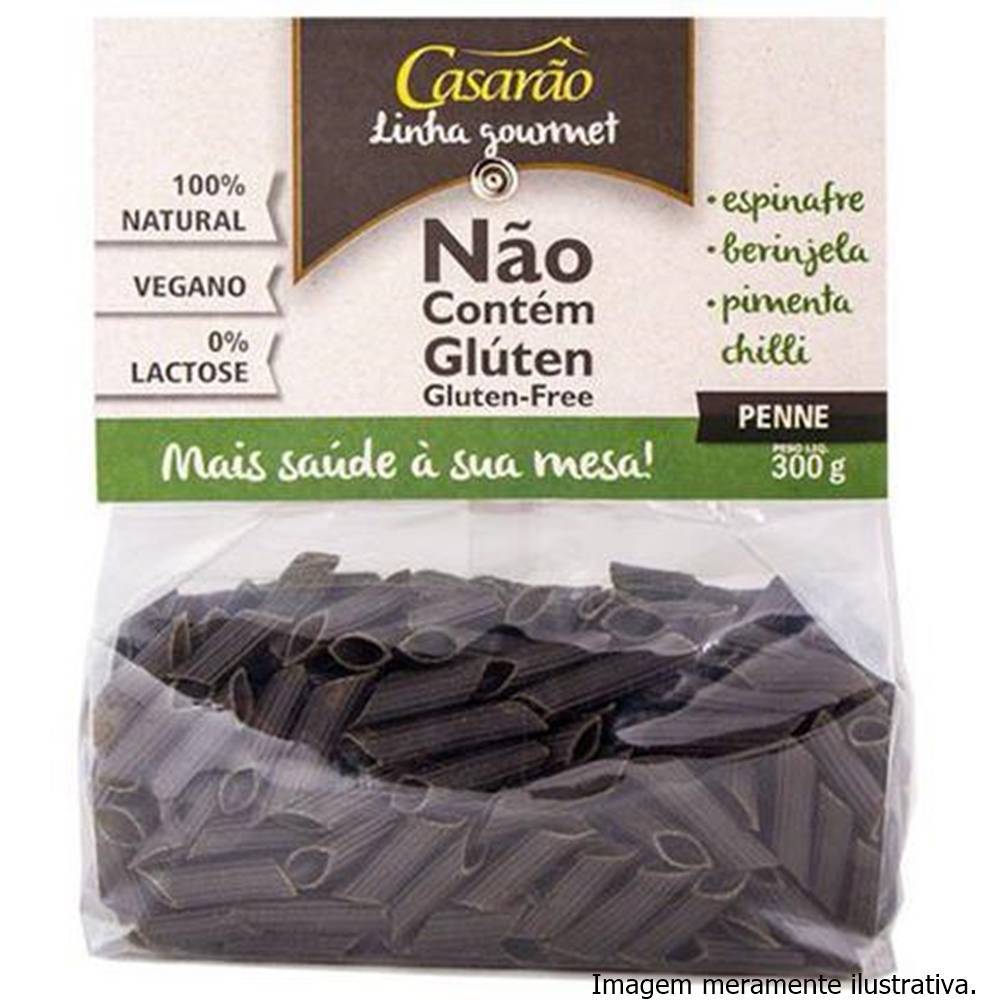 Macarrão de Arroz Gourmet Penne com: Espinafre, Farinha de Berinjela, Pimenta Chilli - 300g - Tito Farma 