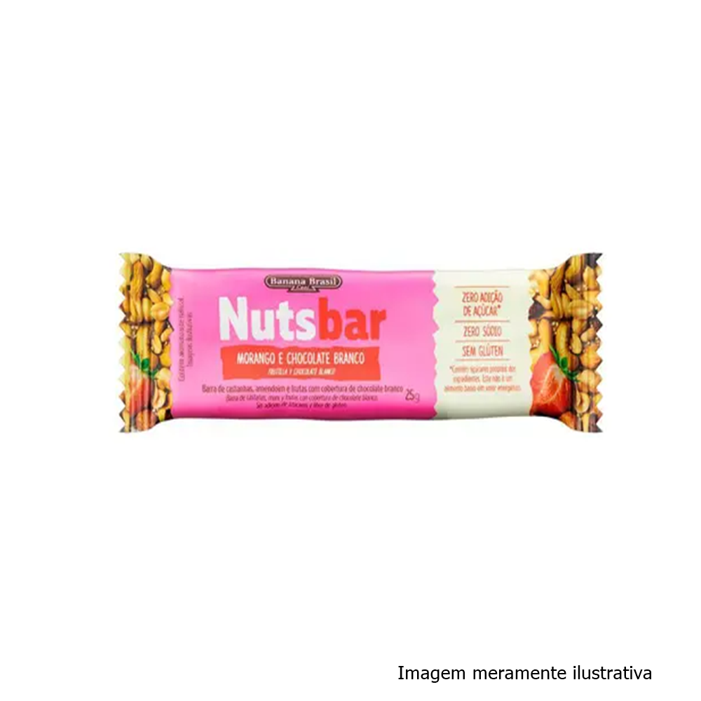Nuts Bar Morango e Chocolate Branco | Zero Açúcar (25g) - Tito Farma 