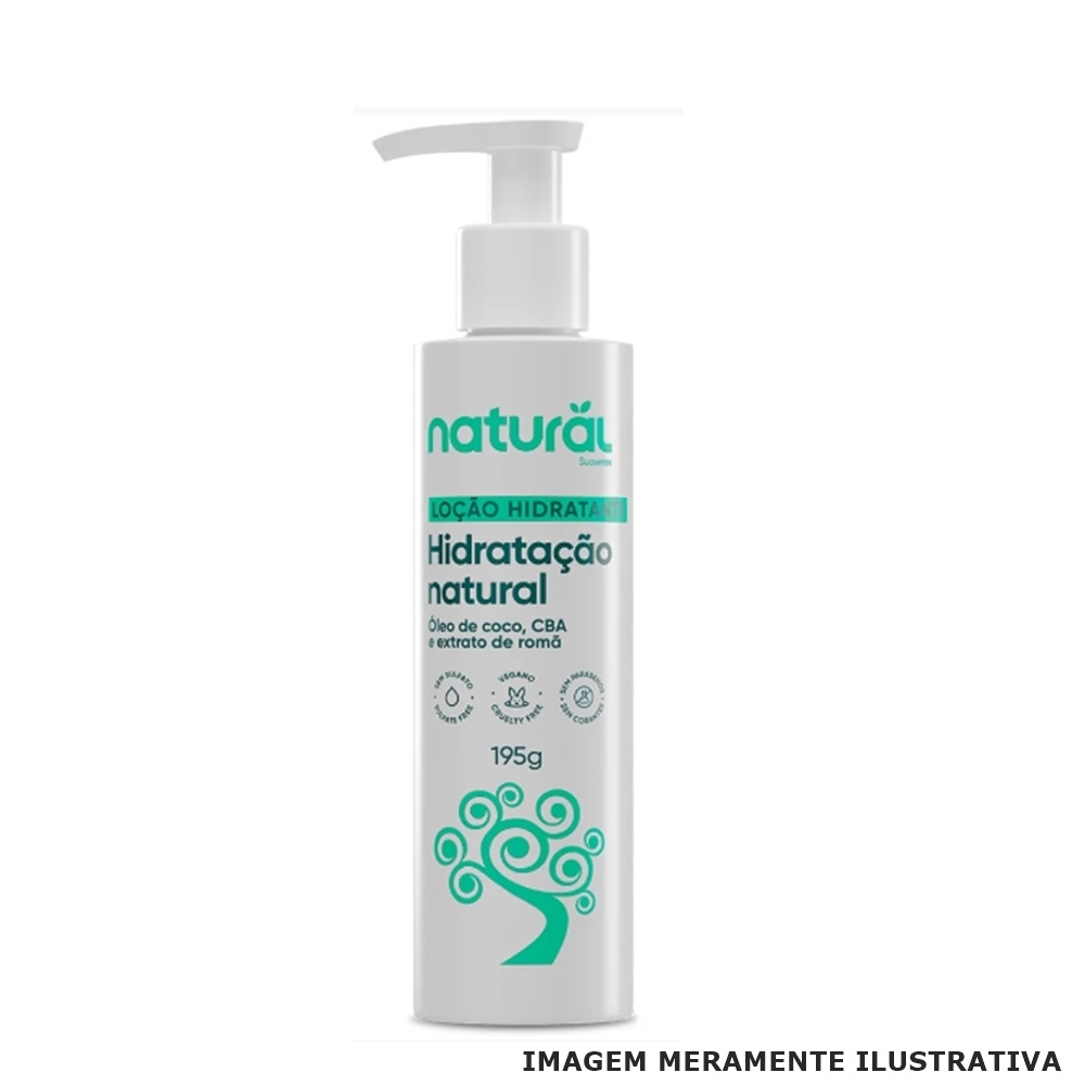 Loção Hidratante Natural  (Com Óleo de Coco  CBA e Extrato de Romã) 195G - Suavetex
