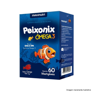 Peixonix Ômega 3 Kids Mastigáveis Sabor Cereja 400mg (com 60 cps) - Maxxinutri