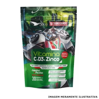 Goma Vitamina C+ Vitamina D3 + Zinco Infantil – Transformers Global Suplementos