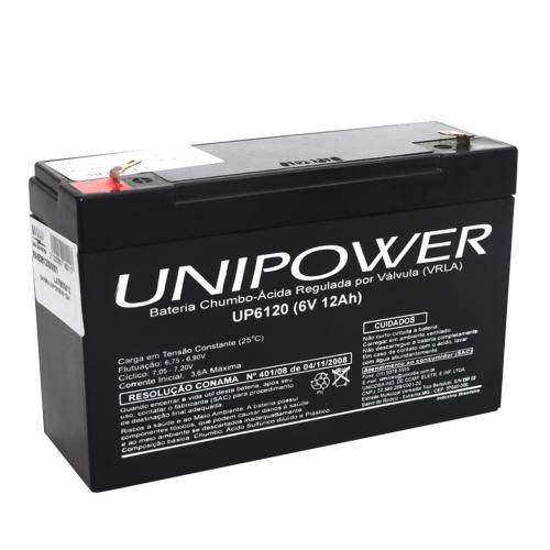 Bateria Selada 6V 12Ah UP6120 VRLA UNIPOWER - Casa da Pilha