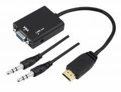 Cabo Conversor HDMI p/ VGA c/ áudio