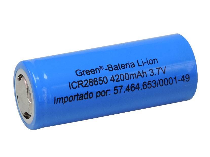 Bateria 3,7V 4200mAh ICR26650 Lithium Recarregável - Casa da Pilha