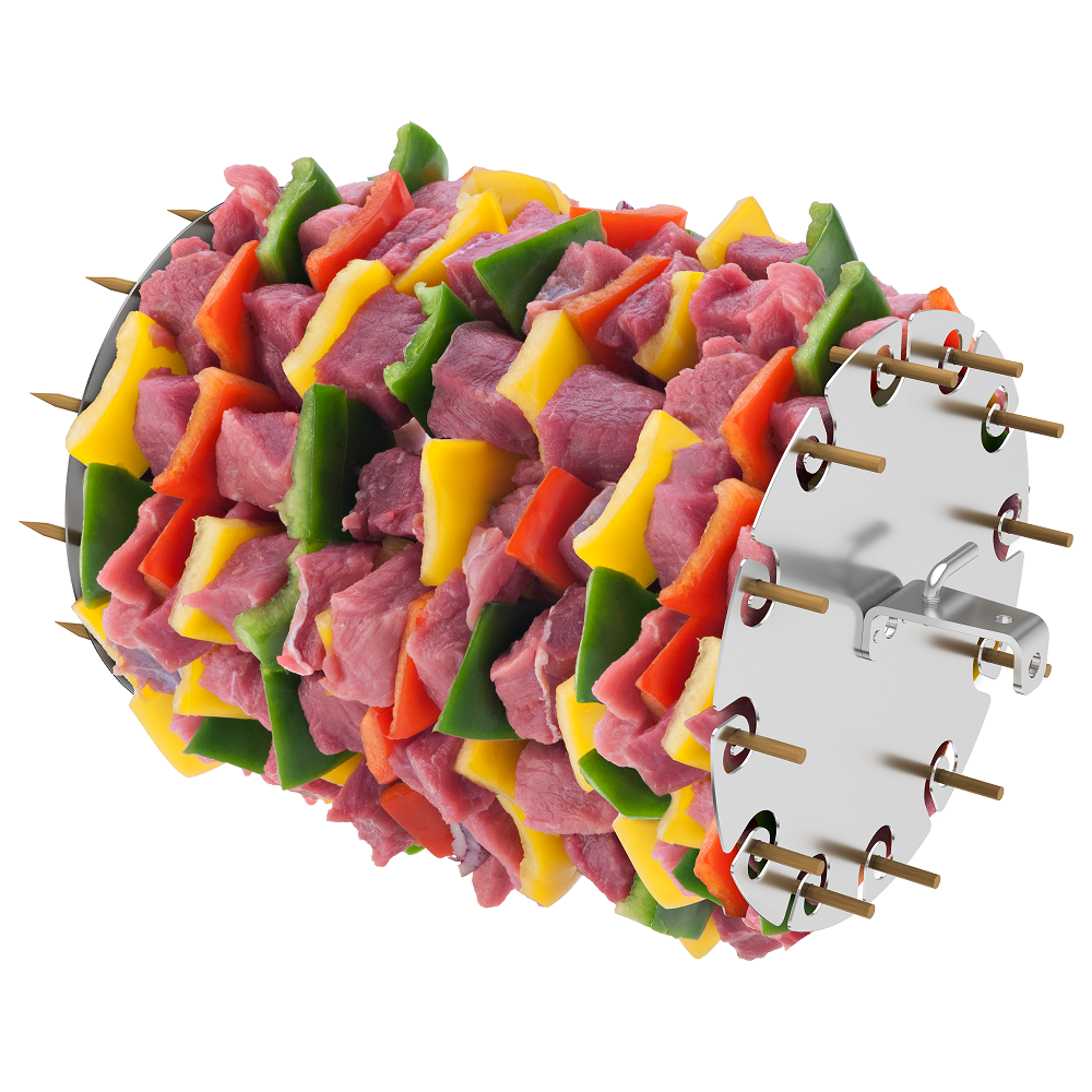 Espeto Giratório Elétrico Bivolt + Carrossel Para 12 Espetinhos