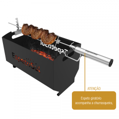 Churrasqueira Portátil a Carvão com Grelha Inox 1 Espeto a Pilha - Espetosul
