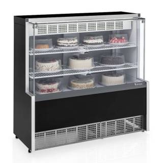 GPEA-140R VITRINE REFRIGERADA CONFEITARIA DUPLA AÇÃO RETA LINHA AURORA 220V, COR PRETO - GELOPAR