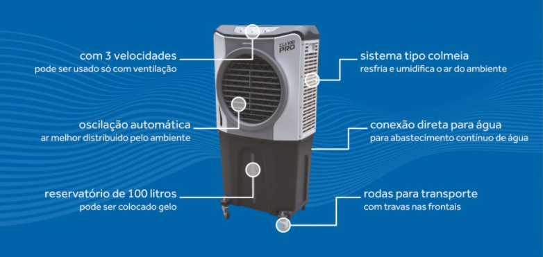 CLI-100 PRO 110V CLIMATIZADOR EVAPORATIVO 100L – VENTISOL