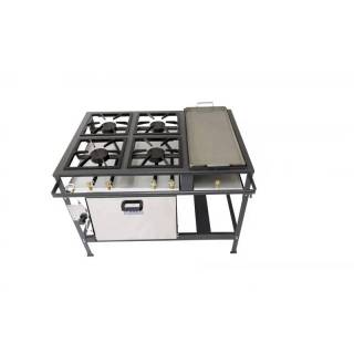 FE-604-CHF FOGÃO 4 BOCAS BAIXA PRESSÃO LINHA ECON 4QS, CHAPA, FORNO GRELHA 30X30 6 PONTAS - METAL BR