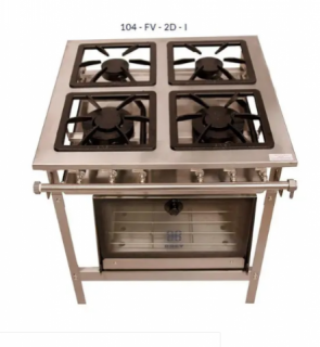 104-FV-2D FOGÃO 4 BOCAS BP 2QS/2QD COM FORNO PORTA VIDRO - METAL BREY