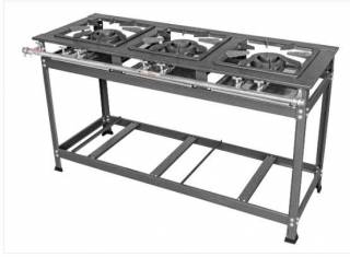 FOGÃO IND 3 BOCAS BAIXA PRESSÃO 3QD LUXO 40X40 P8 - MR FOGÕES