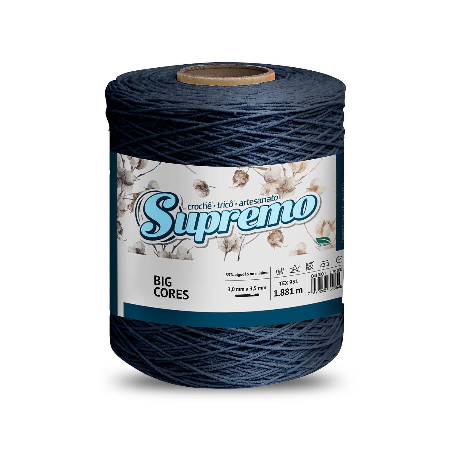 Barbante Nº8 Cores - 1,800Kg - Supremo - N°8 - 15 - Azul Marinho