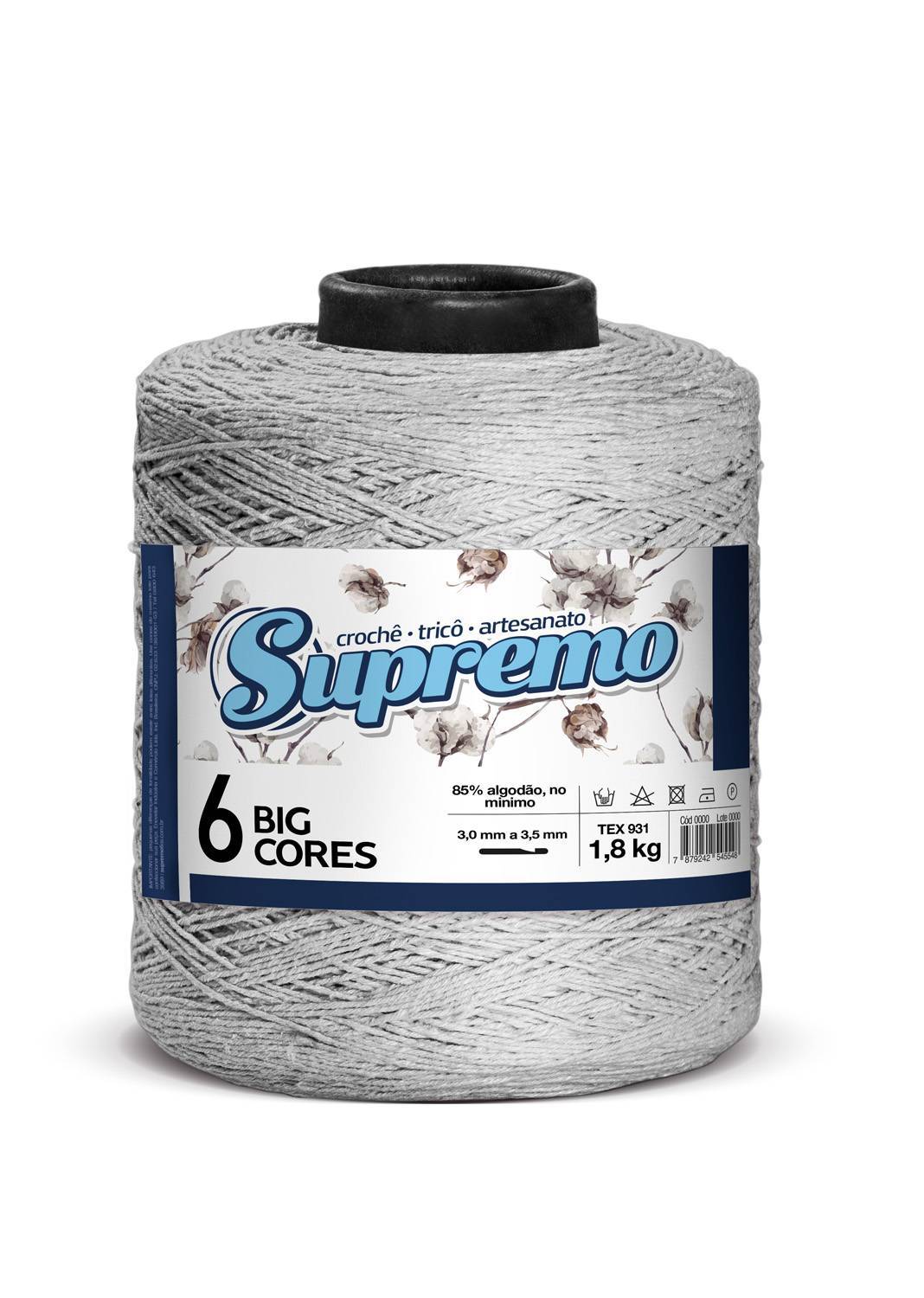Barbante Nº6 Cores - 1,800Kg - Supremo - N°6 - 04 - Cinza