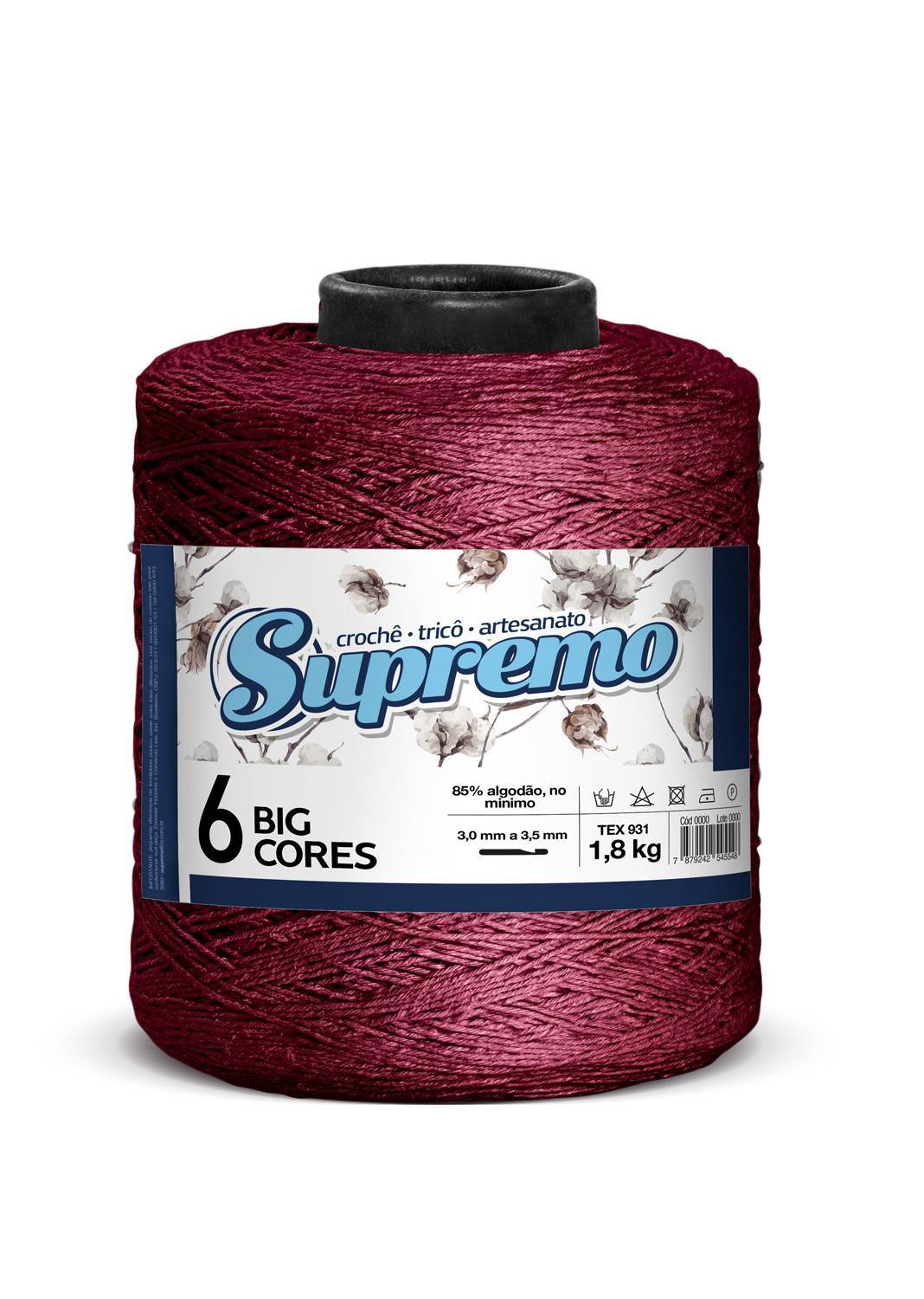 Barbante Nº6 Cores - 1,800Kg - Supremo - N°6 - 15 - Azul Marinho