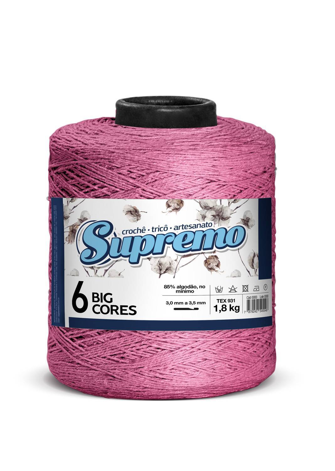 Barbante Nº6 Cores - 1,800Kg - Supremo - 40 - Rosa Médio