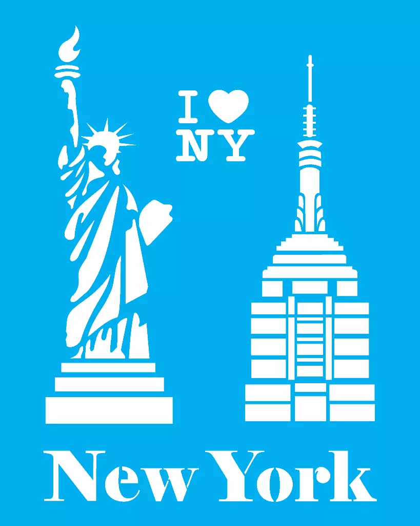 Stencil 20x25cm - Cidades New York - Ref. OPA1162 - OPA