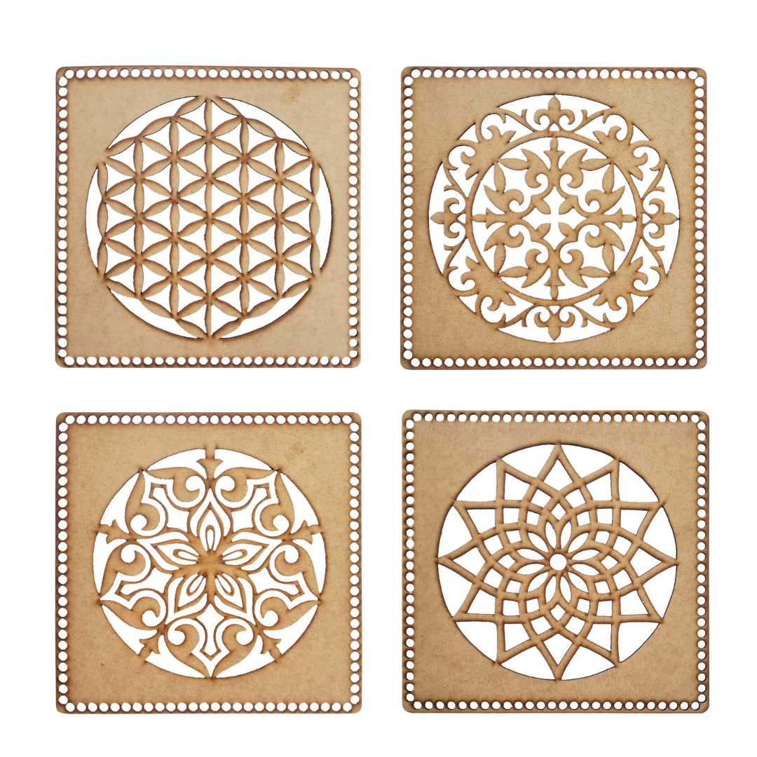 Base de MDF Quadrada 30x30cm - Com Recortes - Armarinhos Nodari