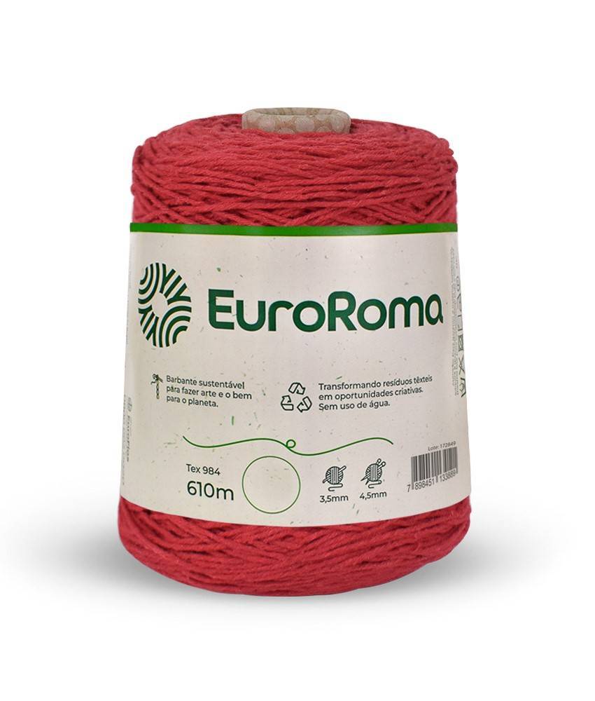 Barbante Nº6 Cores - 600g - EuroRoma - N°6 - 1000 - Vermelho
