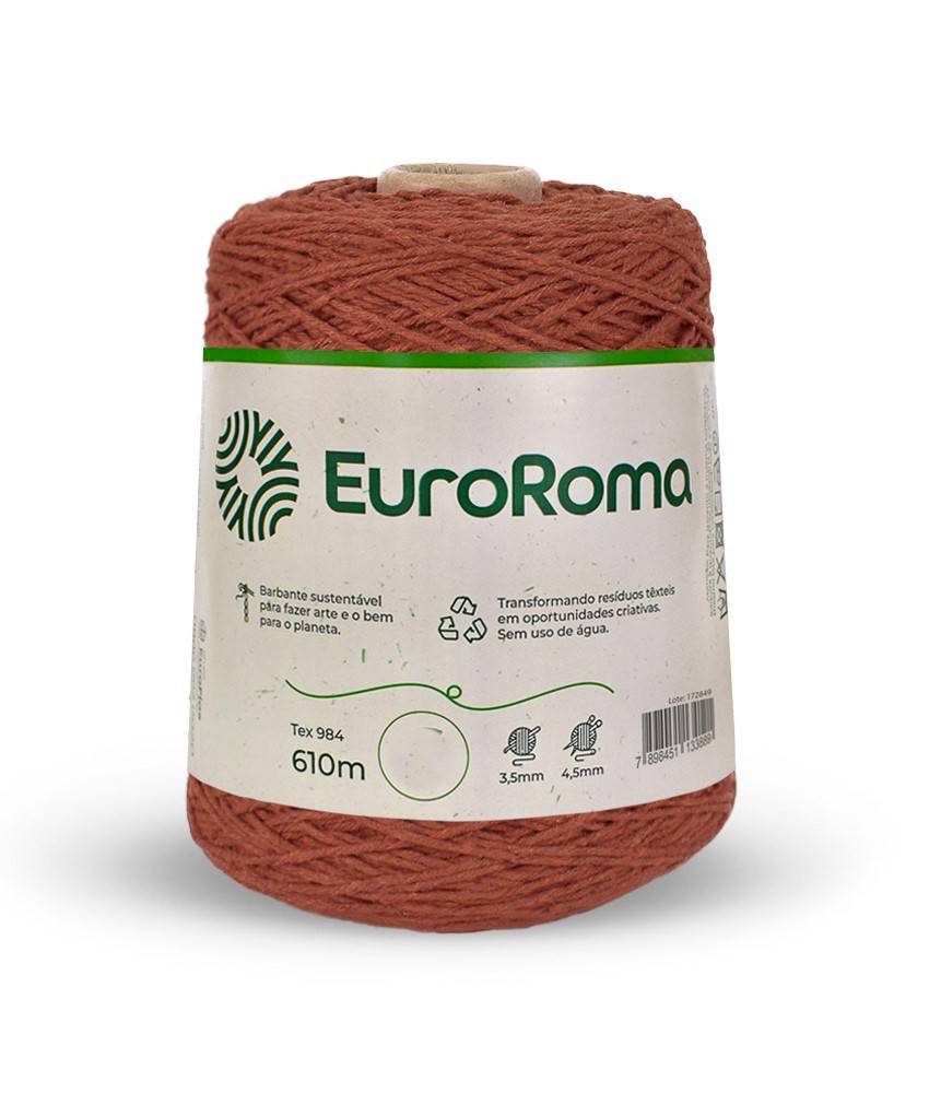 ここたろう Barbante Nº6 Cores - 600g - EuroRoma - N°6 - 710 - Telha