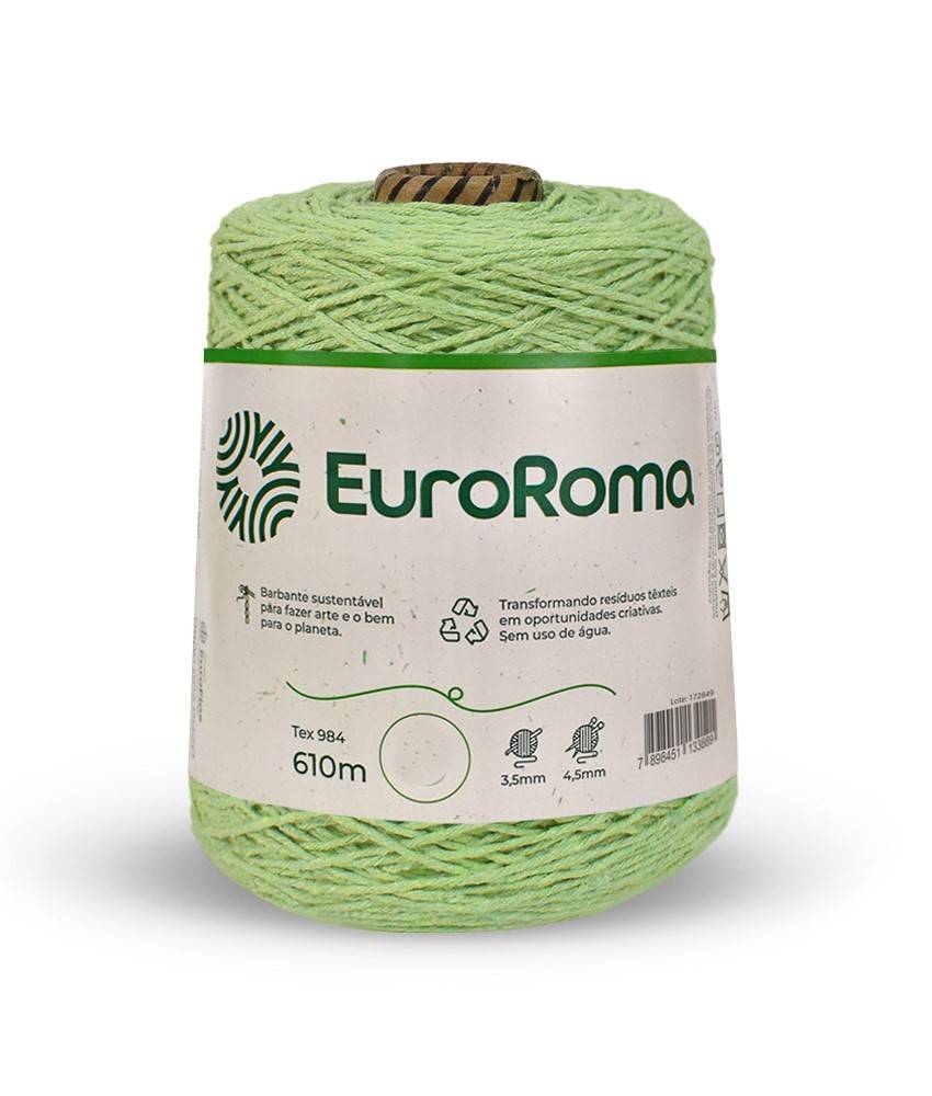Barbante Nº6 Cores - 600g - EuroRoma - N°6 - 801 - Verde Limão