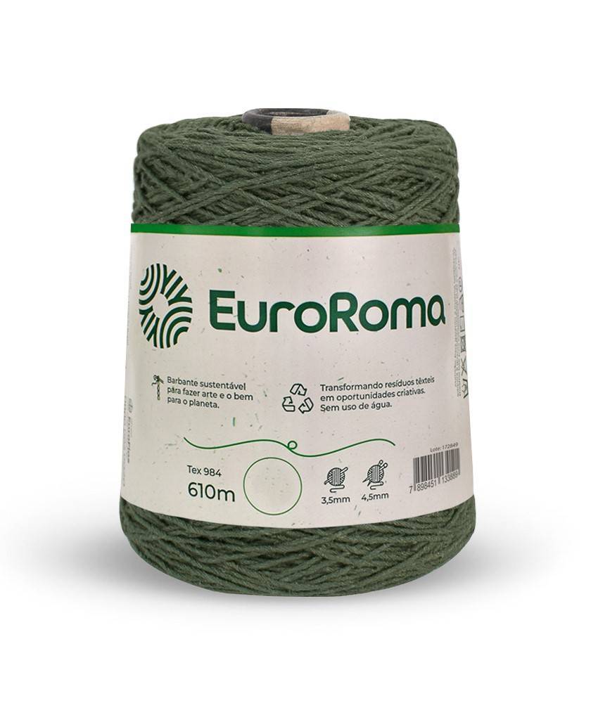 Barbante Nº6 Cores - 600g - EuroRoma - N°6 - 805 - Verde Militar