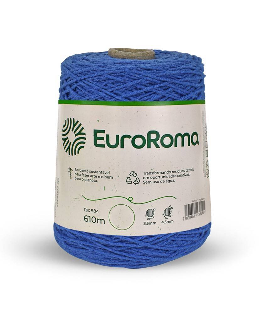 Barbante Nº6 Cores - 600g - EuroRoma - N°6 - 903 - Azul Royal