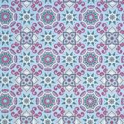 Tecido Tricoline Digital Estampado Mandalas Fundo Azul - Ref. 5789 D cor A - Dohler