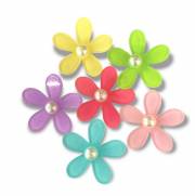 Aplique de Acrílico Flores Coloridas Variadas - Ref. APL100 - 3 Unidades