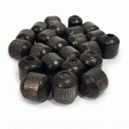Miçangas de Madeira Pequenas Cilíndricas cor Preto - 10 unidades - Ref. MMS5