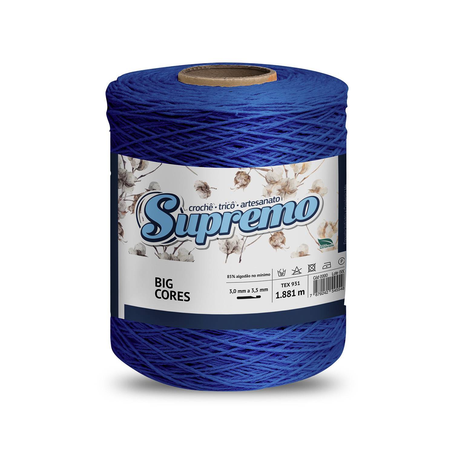 Barbante Nº8 Cores - 1,800Kg - Supremo - N°8 - 02 - Azul Royal