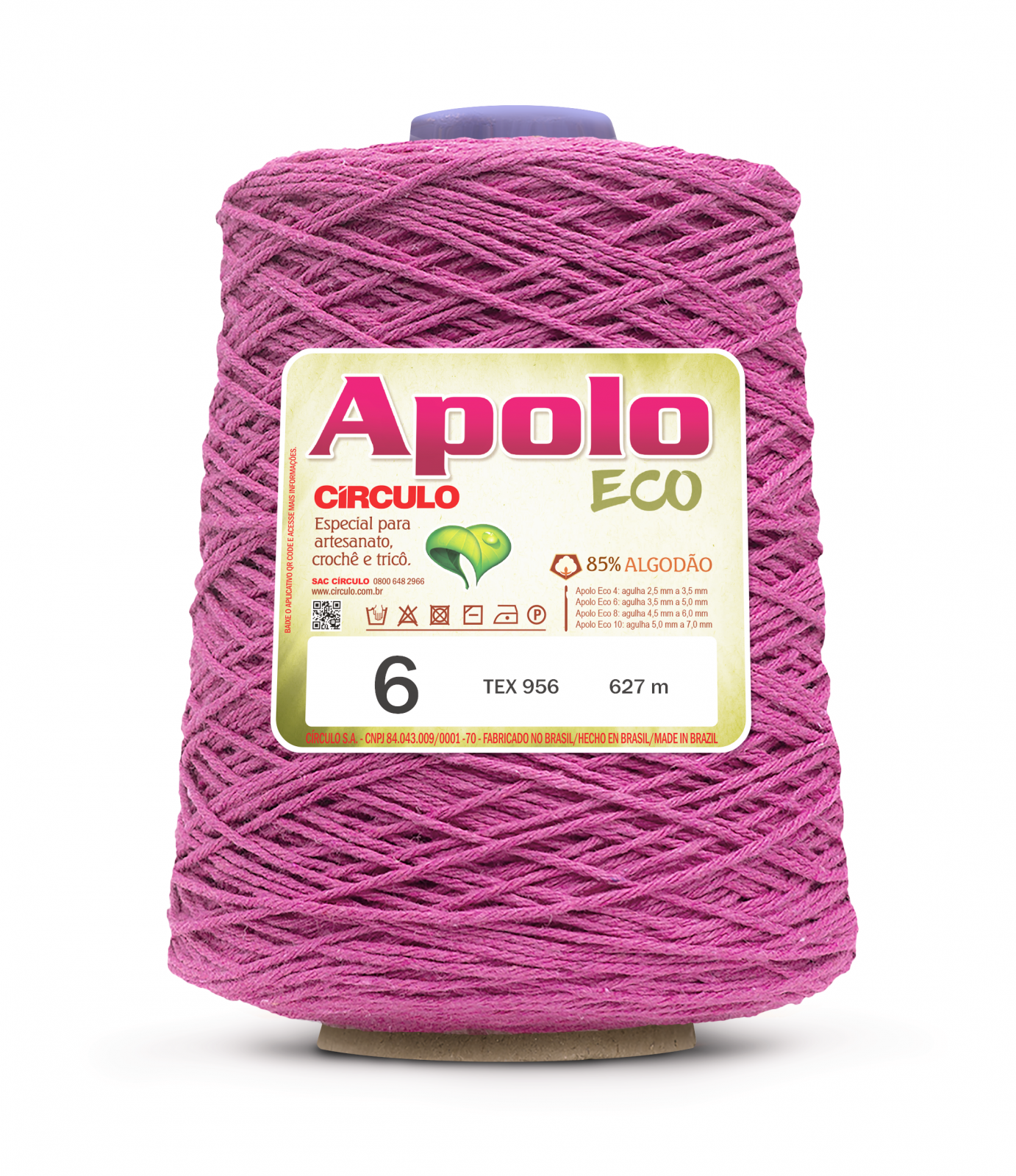 Barbante Apolo Eco Nº6 - 600g - Círculo - 6122 - Pink - Armarinhos