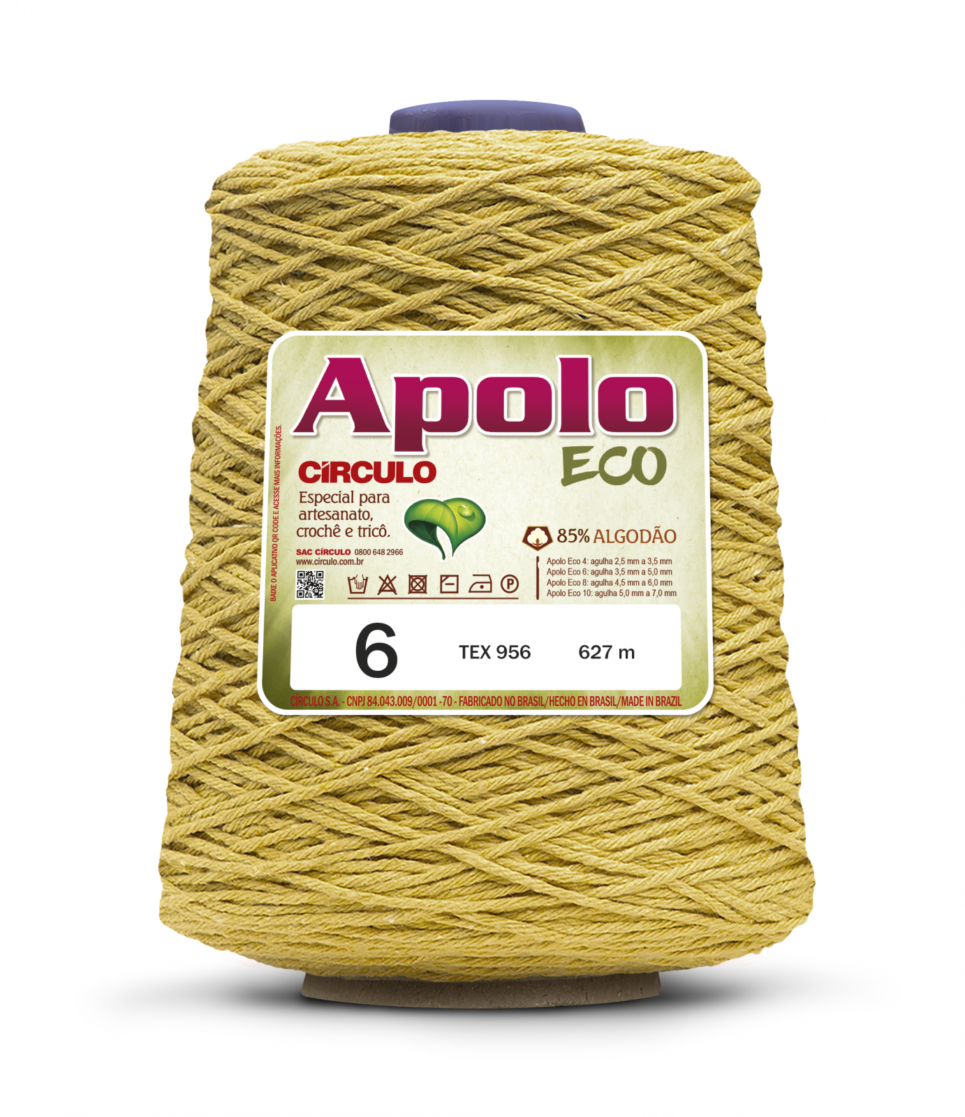 Barbante Apolo Eco Nº6 - 600g - Círculo - 1660 - Amarelo