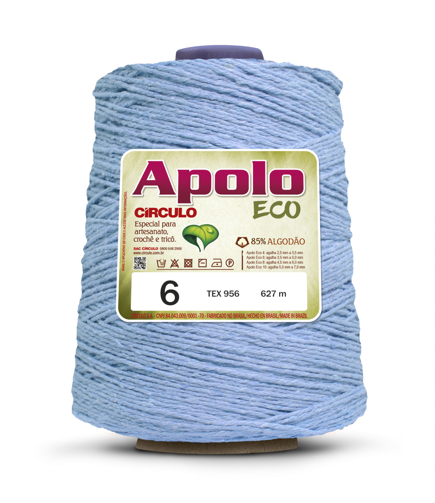 Barbante Apolo Eco Nº6 - 600g - Círculo - 2373 - Azul Bebê