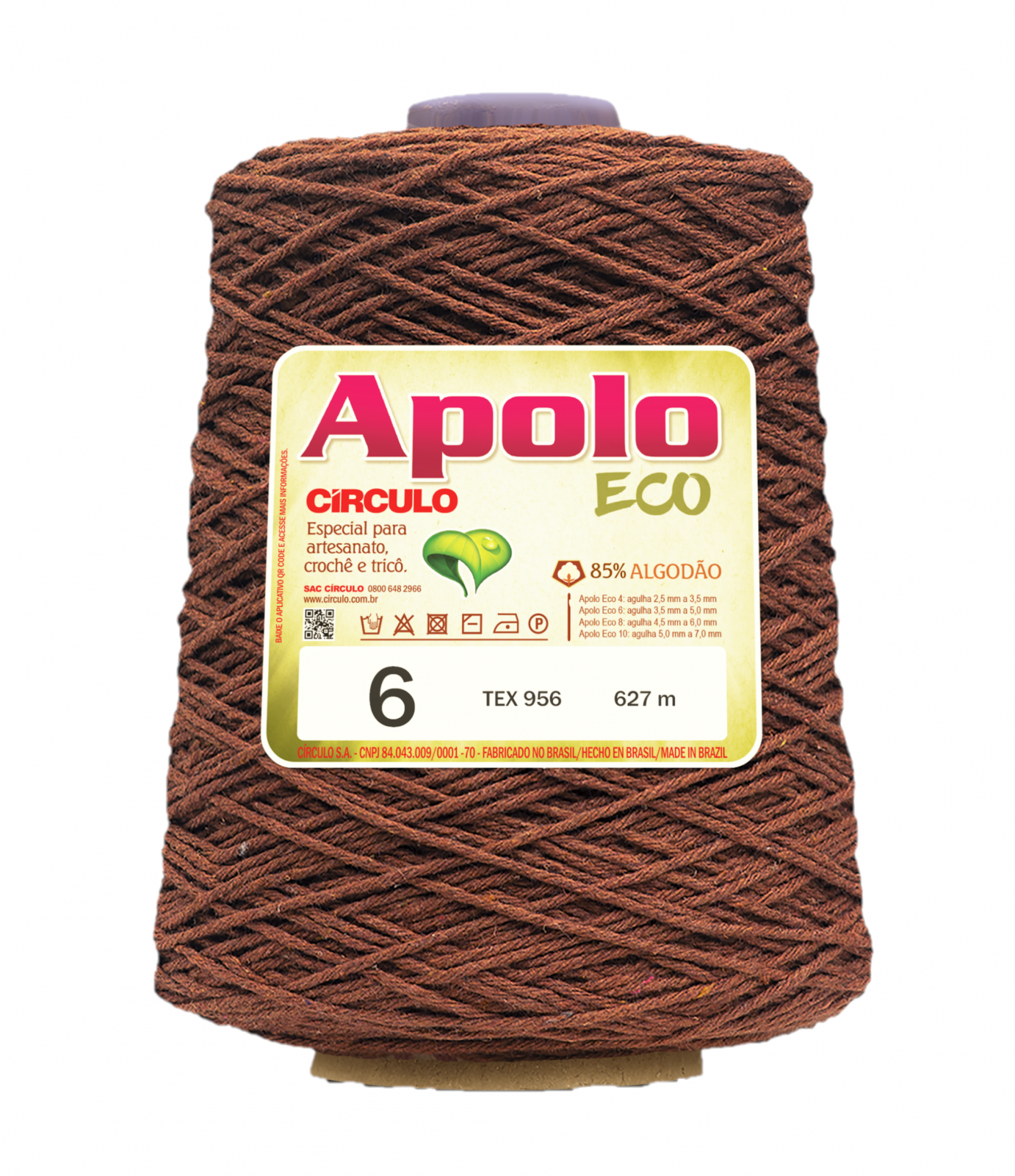 Barbante Apolo Eco Nº6 - 600g - Círculo - 7496 - Telha