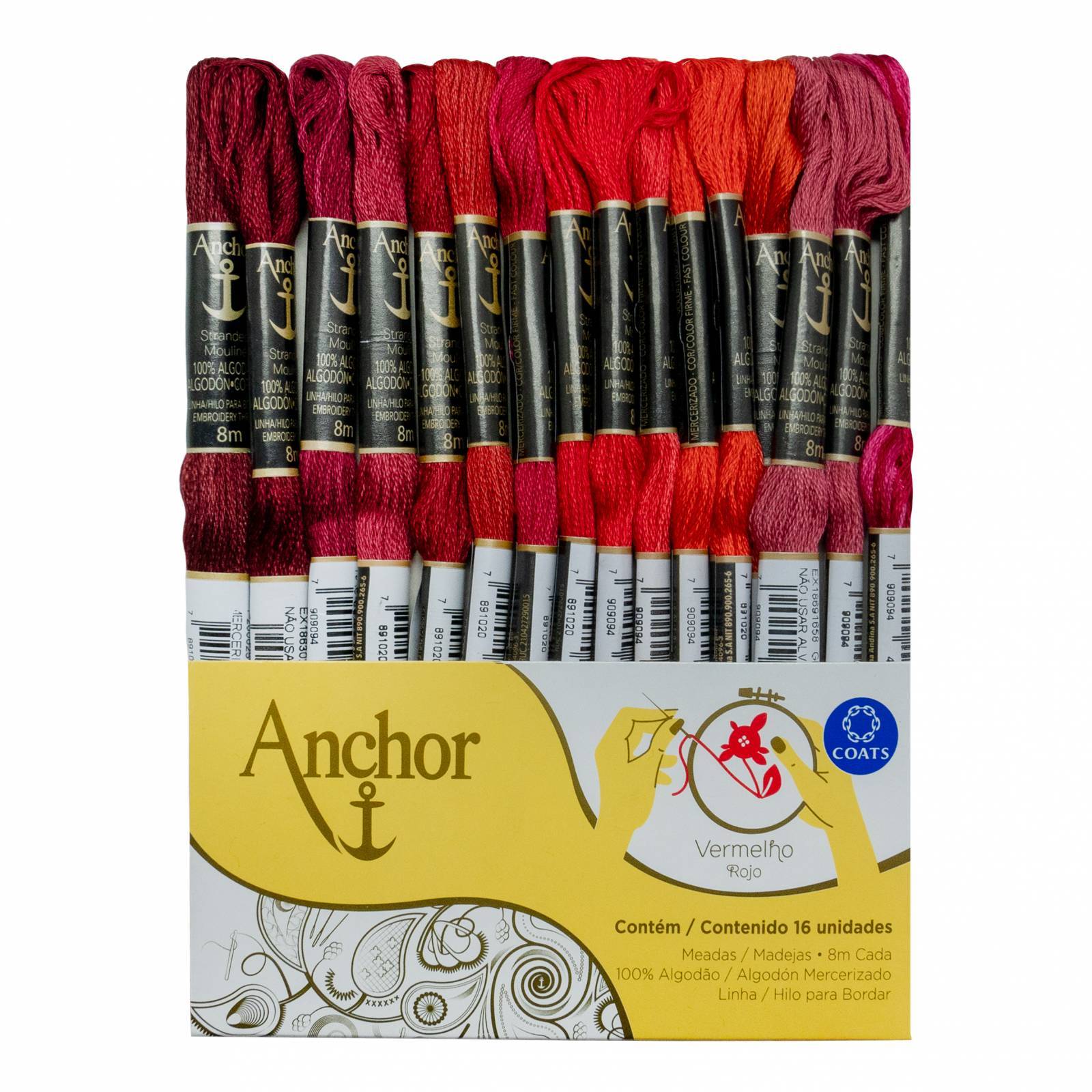 Kit Meada Anchor Mouliné 8m - 16un - Coats Corrente - Tons de