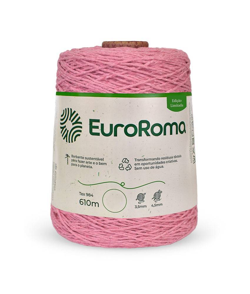 マロンロロミ Barbante Nº6 Cores - 600g - EuroRoma - N°6 - 530 - Rosa Chiclete